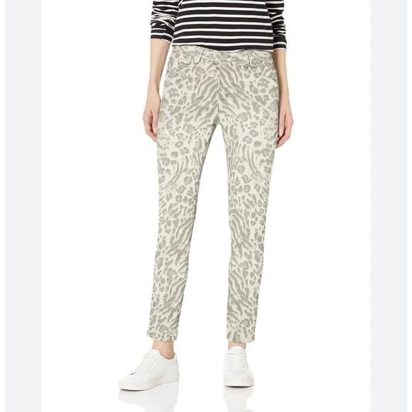 Democracy AbSolution Pants 12 White Gray Cheetah Animal Print High Rise Skinny - Picture 5 of 7